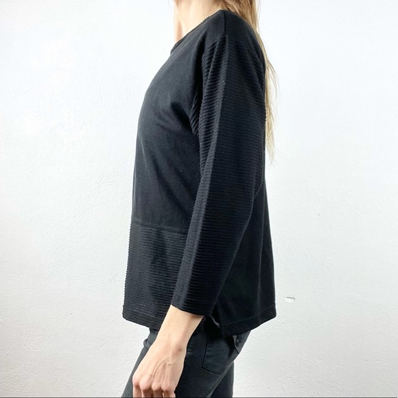 CASUAL AGENDA | VINTAGE 90s 🖤 Ribbed Thin 3/4 Sleeves Sweater Top - Picture 5 of 11